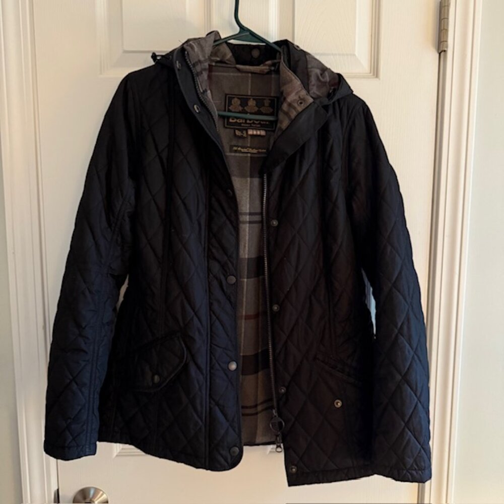 Barbour Winter Tartan Black Quilted Jacket (Women's) Size 8